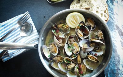 Palourdes au vin blanc et poivre noir de Tellicherry